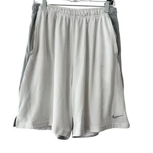 Nike Dri-Fit White & Gray Mesh Basketball Shorts XL Athletic Training